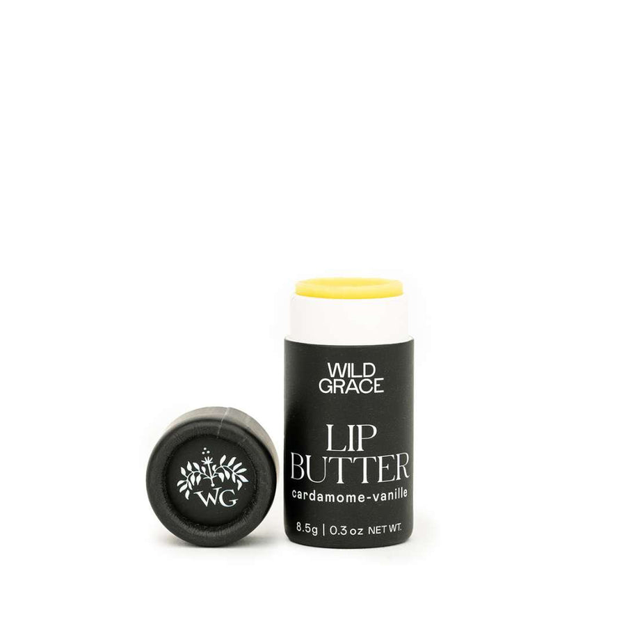 LIP BUTTER. Vegan lip balm made by WILD GRACE. Montreal, Canada. Cardamom and vanilla flavour.