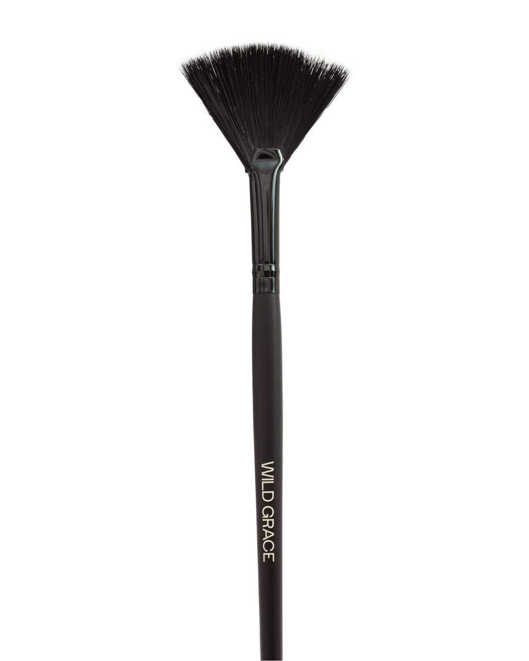 Black fan brush with 'Wild Grace' branding on a white background