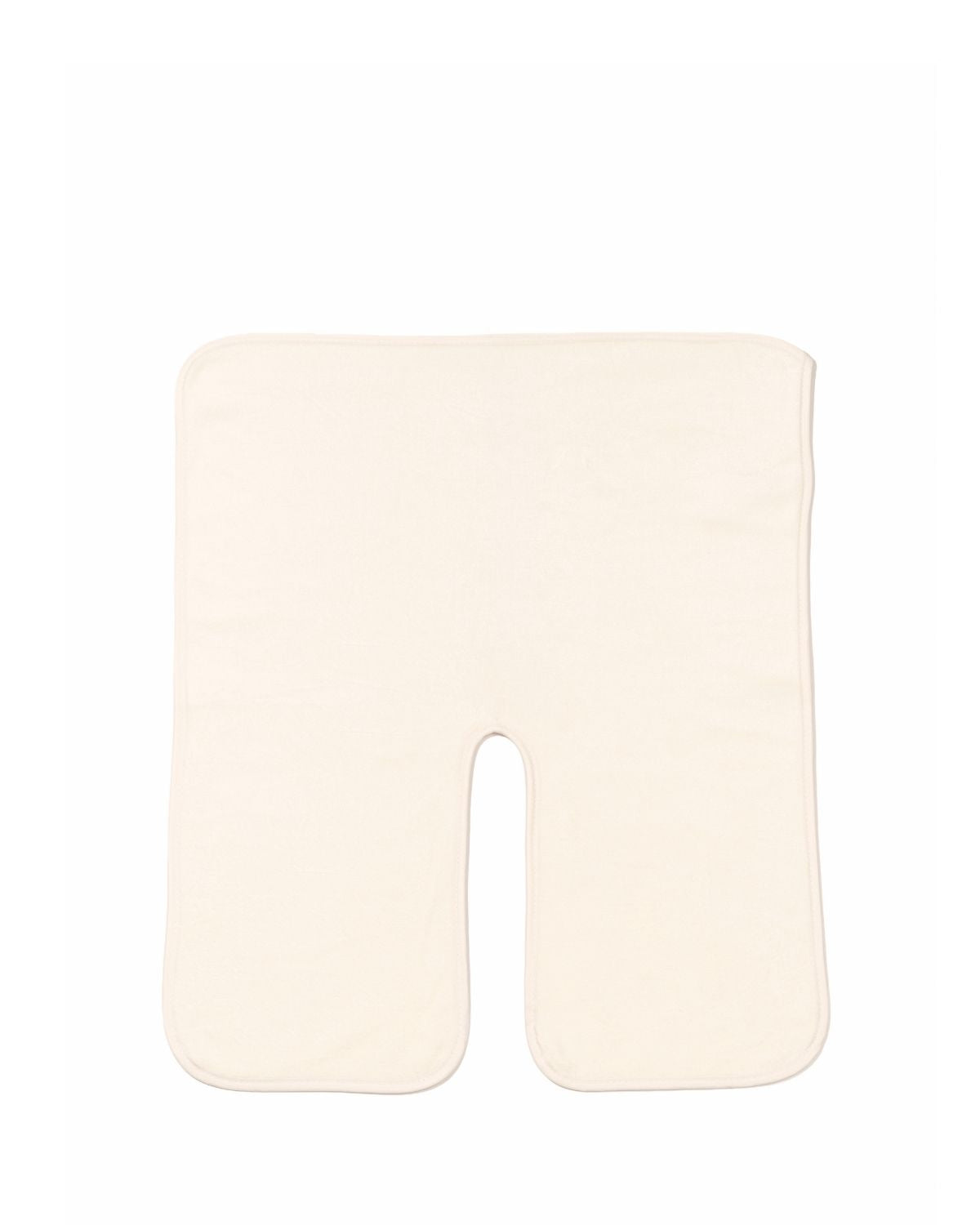 An off-white U-shaped contoured massage pillow on a solid white background.