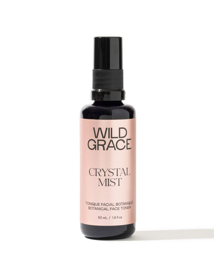 facial mist, crystal infused, black tourmaline, botanical skincare, made in Montreal, inspired by Ayurveda, WILD GRACE