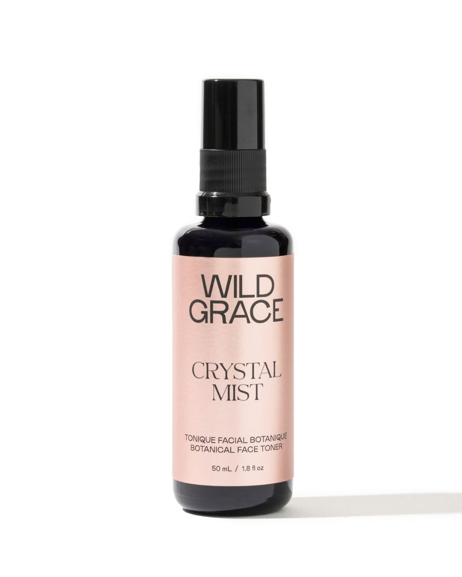 facial mist, crystal infused, black tourmaline, botanical skincare, made in Montreal, inspired by Ayurveda, WILD GRACE