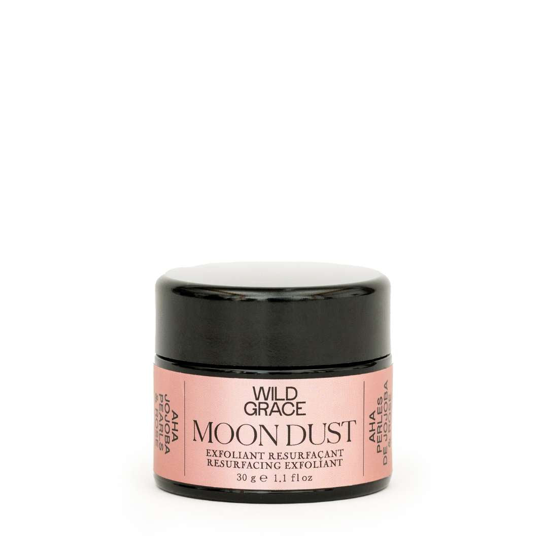 WILD GRACE MOON DUST. Double action exfoliant with AHA and jojoba pearls.