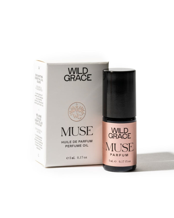 Wild Grace Muse perfume oil bottle and packaging on a white background