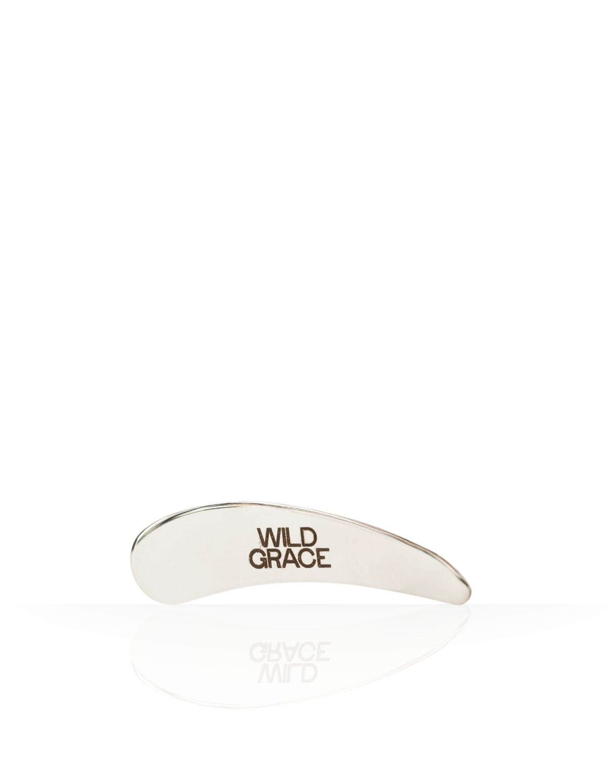 stainless steel cosmetic spatula with wild grace branding