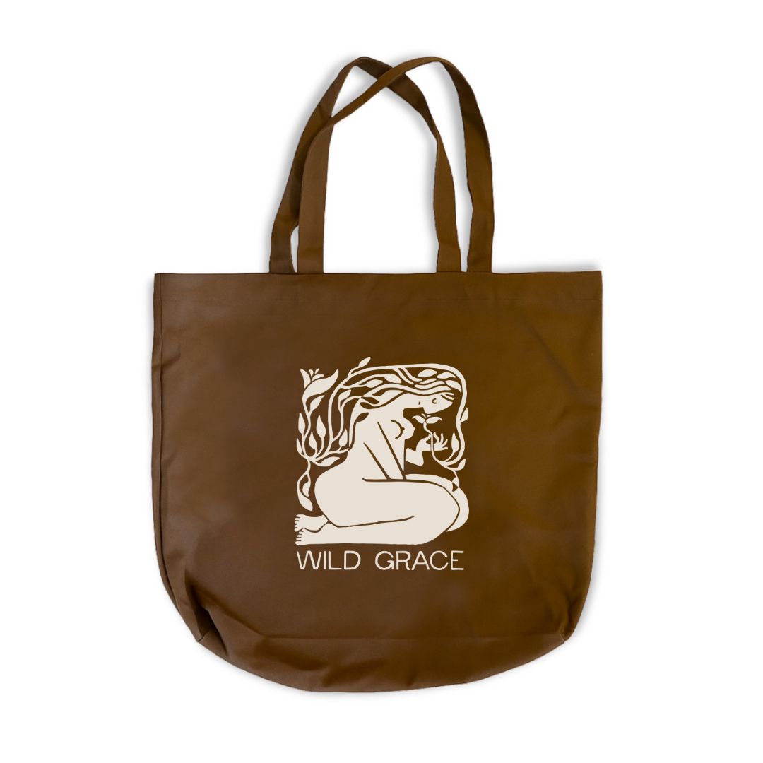WILD GRACE Tote Bag. 12 oz canvas, 20 x 16 x 5 inches.