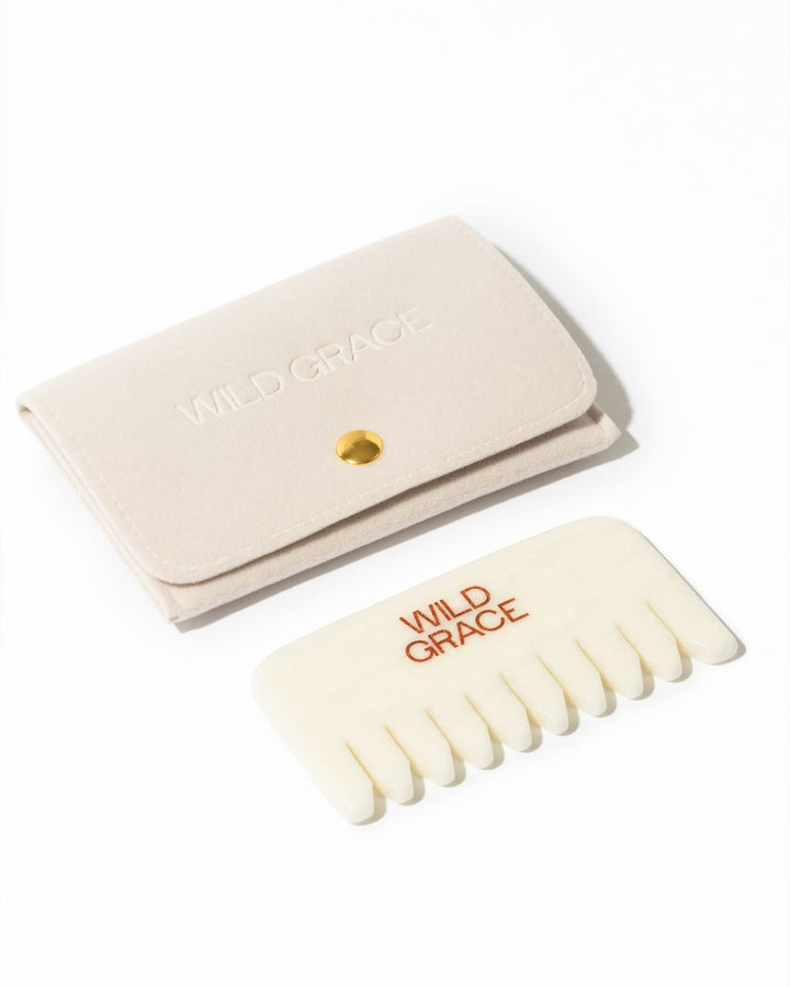 White jade comb and pouch with &