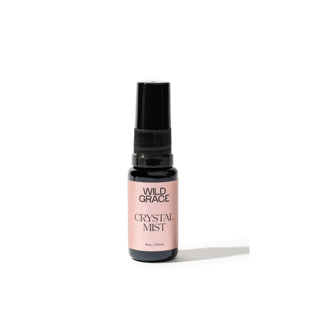 Bottle of Wild Grace Crystal Mist on a white background