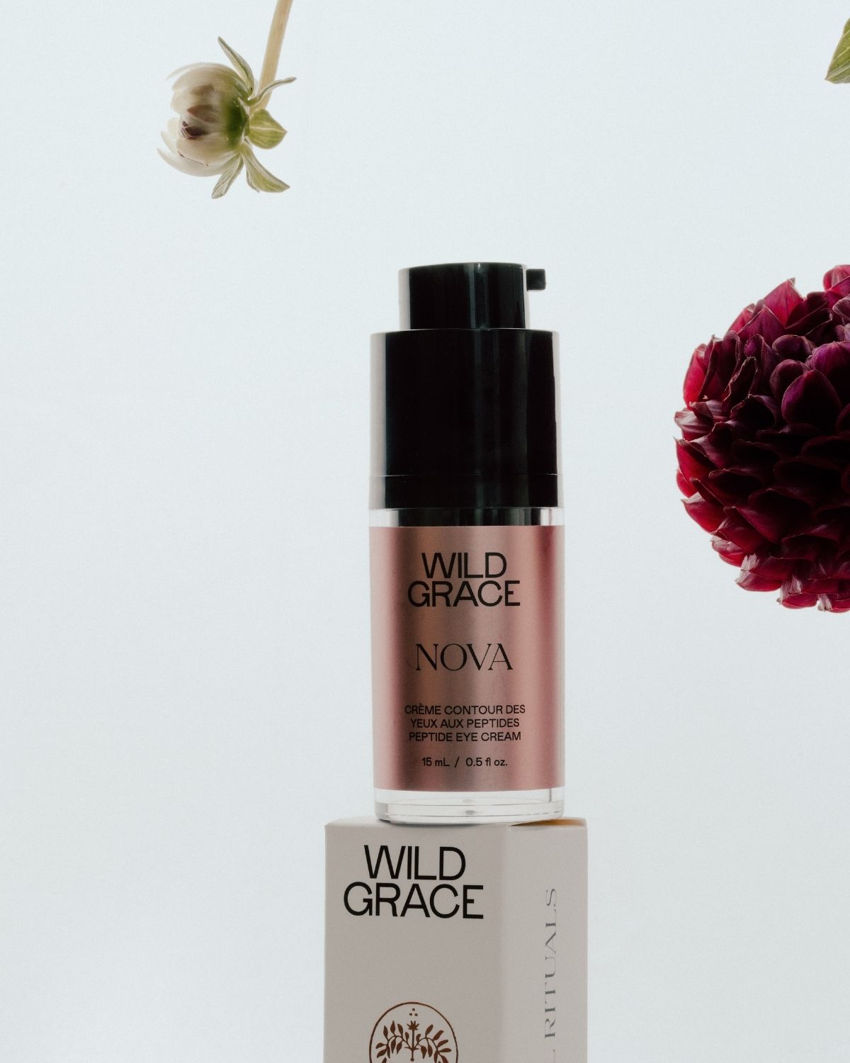 Wild Grace Nova eye cream with packaging on a light background