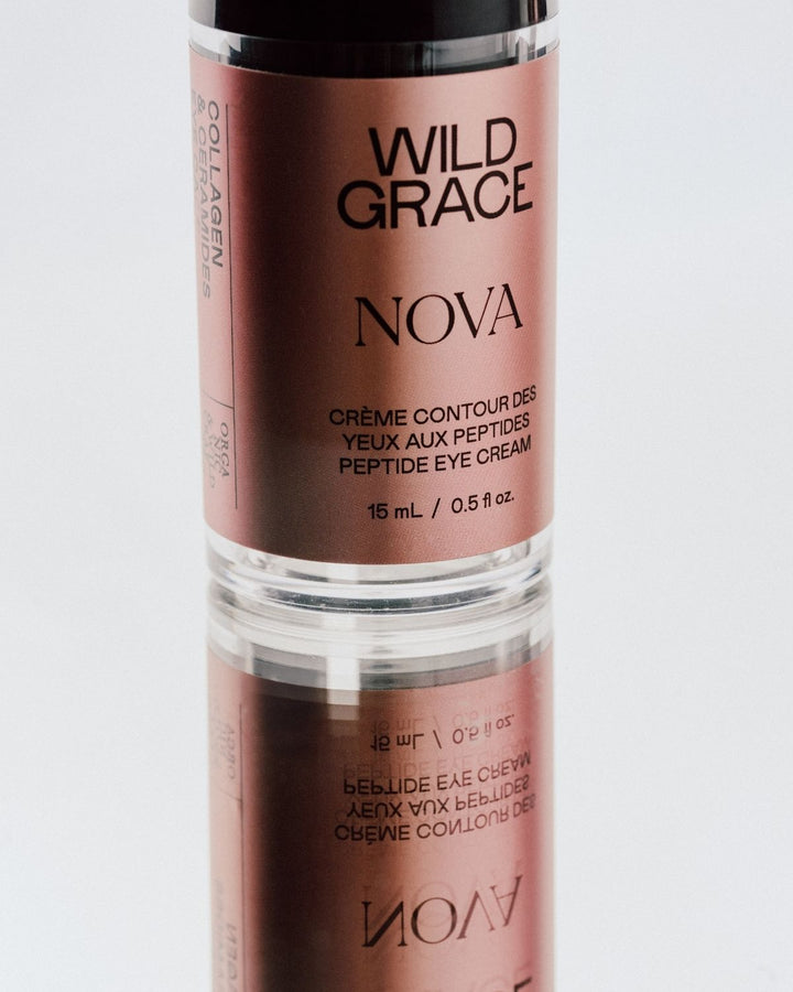 Wild Grace Nova eye cream bottle on a white background