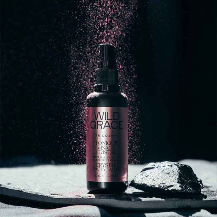 Crystal Facial Mist.  infused with black tourmaline crystals. Black tourmaline, also contains five hydrosols. Gives the skin a new found radiance.